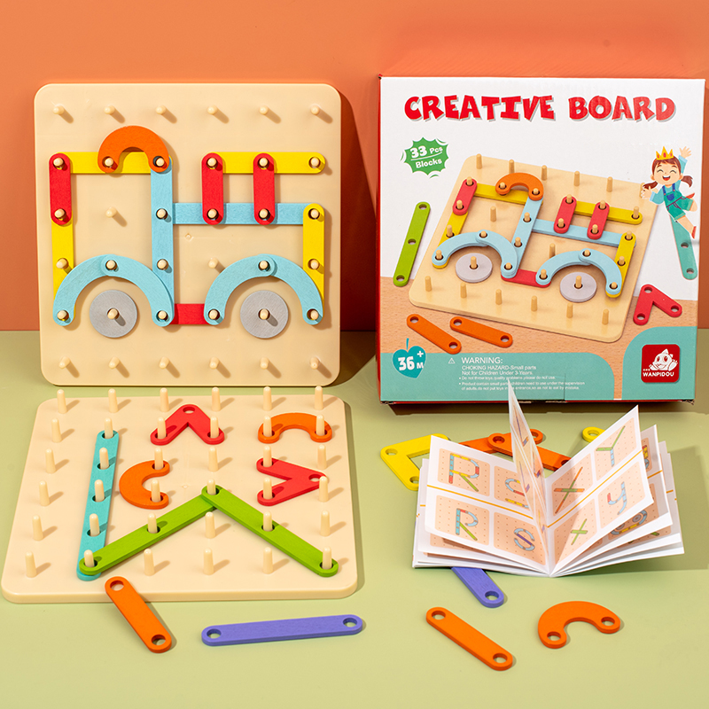 Nail Art Quirky - Children Wooden Creative Nail Board Geometric