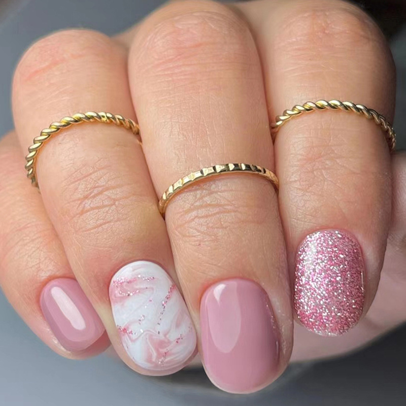 Nail Art Simple - 24Pcs French Color Simple Fashionable Press