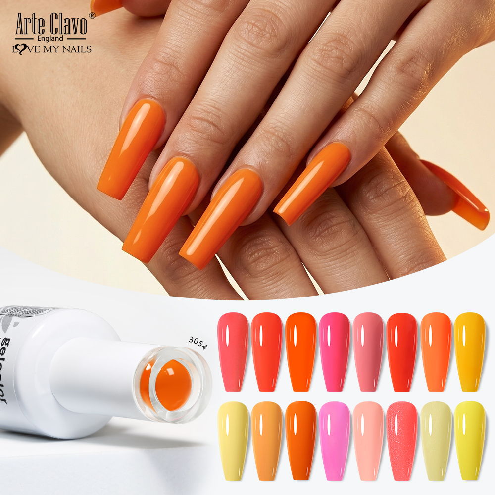 Nail Art Orange - Arte Clavo Orange Yellow Series Gel