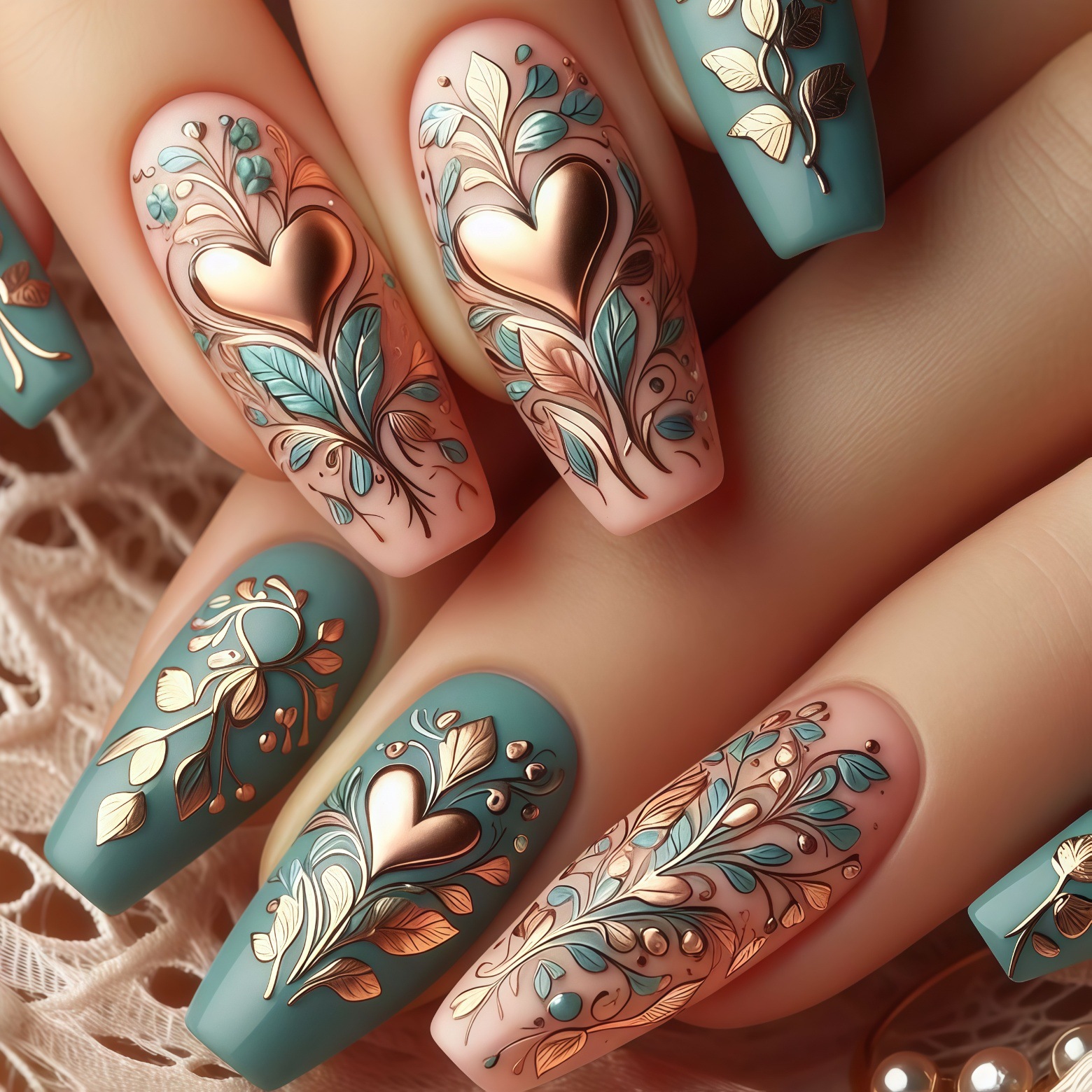 Nail Art Orange - 24pcs/set 3D fake nails for women