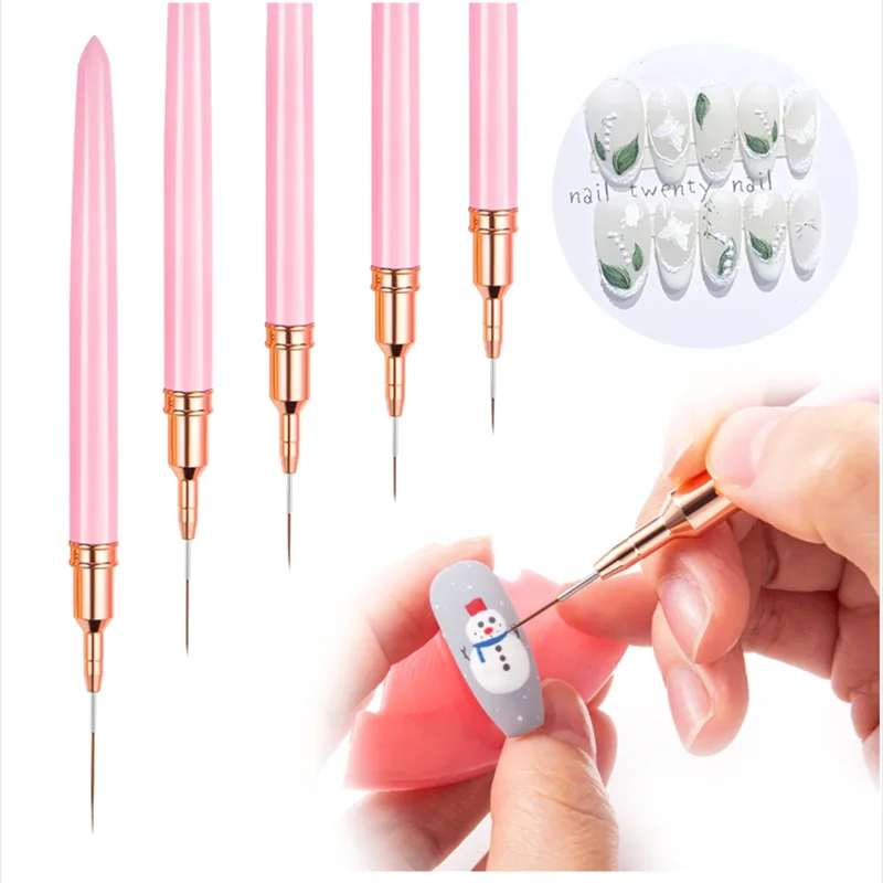 Nail Art Simple - 5pc/1set Nail Art Liner Brushes Long