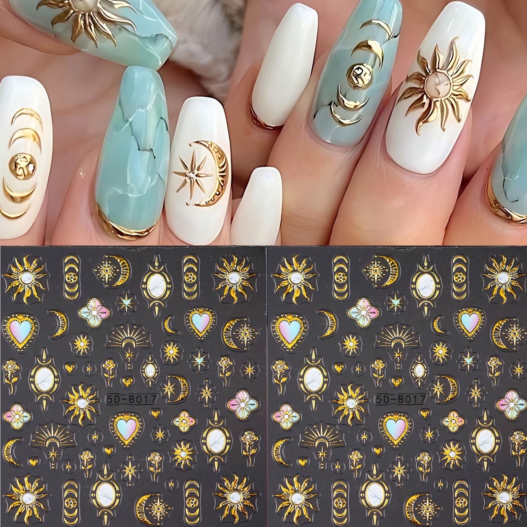 Nail Art Leopard - 2/3PCS Ramadan Star Moon Love Relief