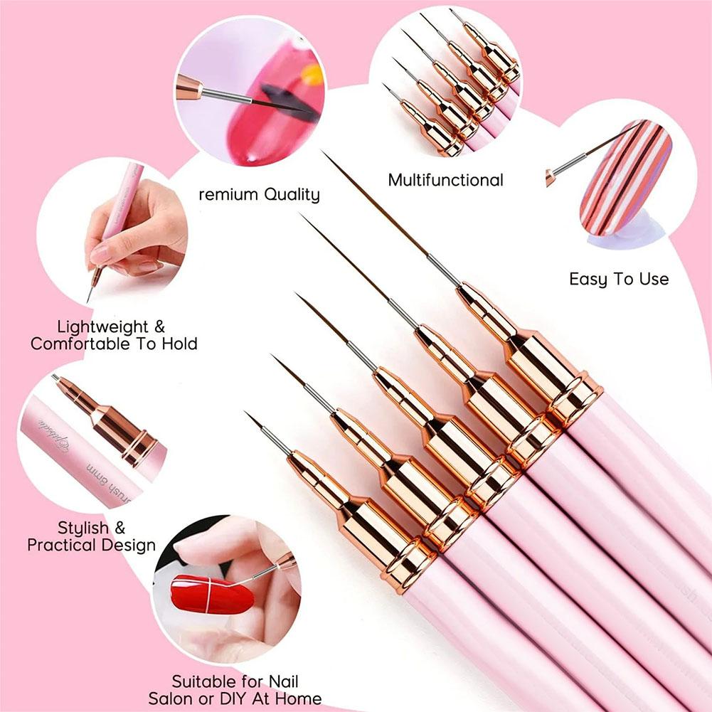 Nail Fan Brush - 5pcs Nail Art Liner Brush Set