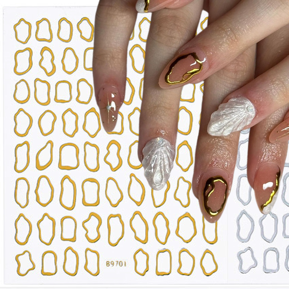 Nail Art Leopard - 1Pc 3D Gold Hollow Irregular Geometric