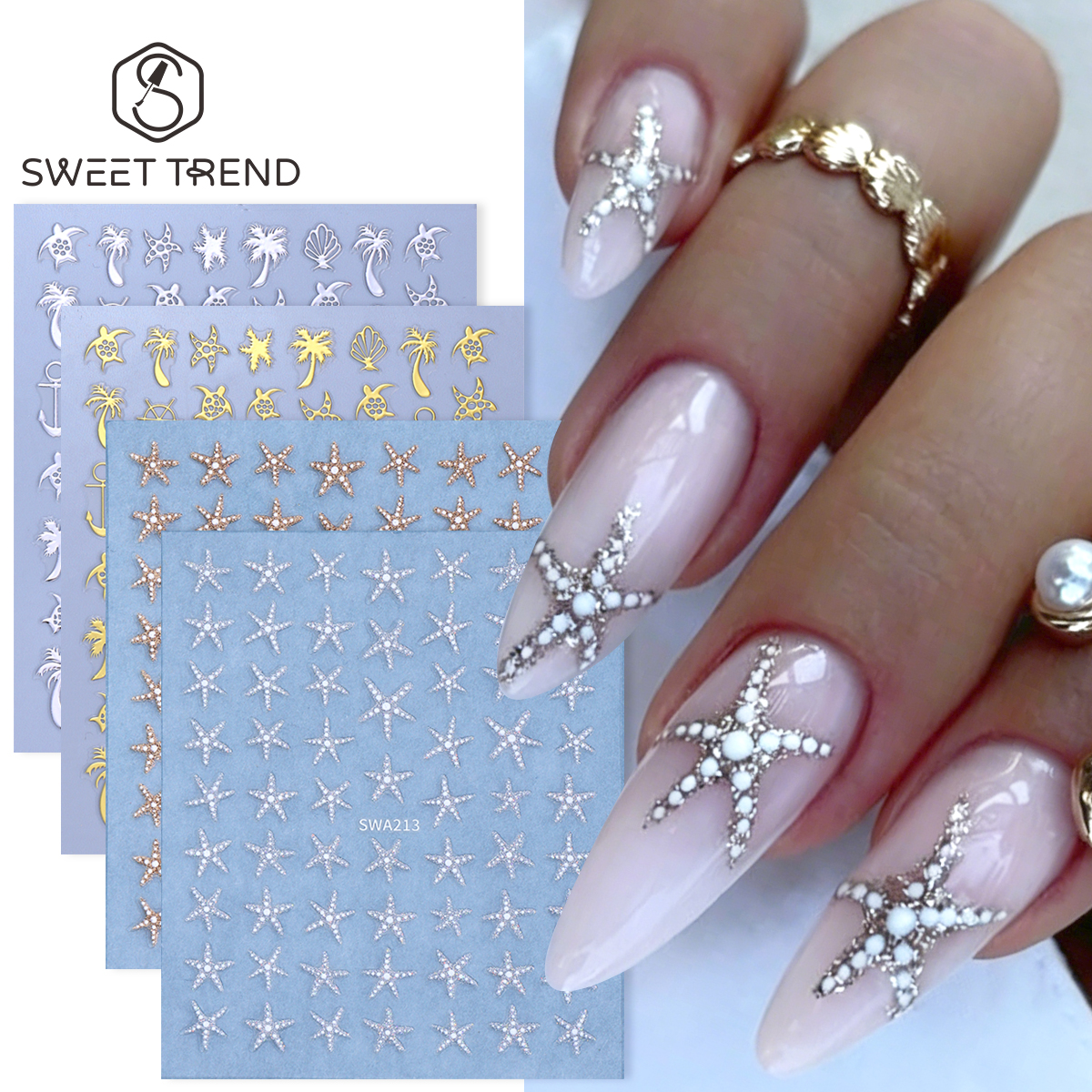 Nail Art Leopard - 4pcs Bronzing Marine Life Nail Stickers