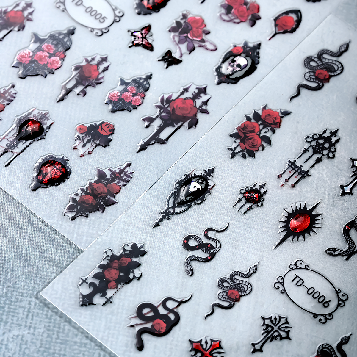 Nail Art Lotso - 2pcs Black Red Gothic Halloween Nail