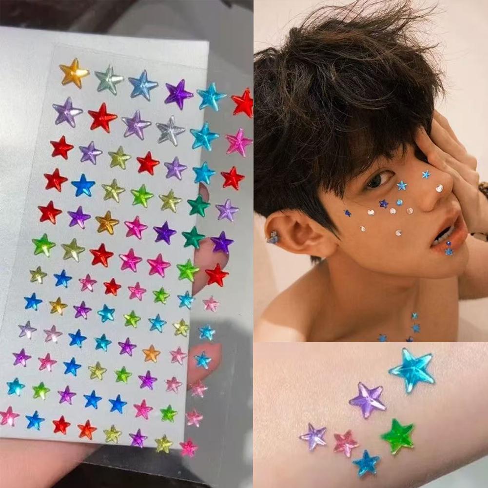 Nail Art Quirky - Self-Adhesive Face Rhinestones Colorful Crystal Gem