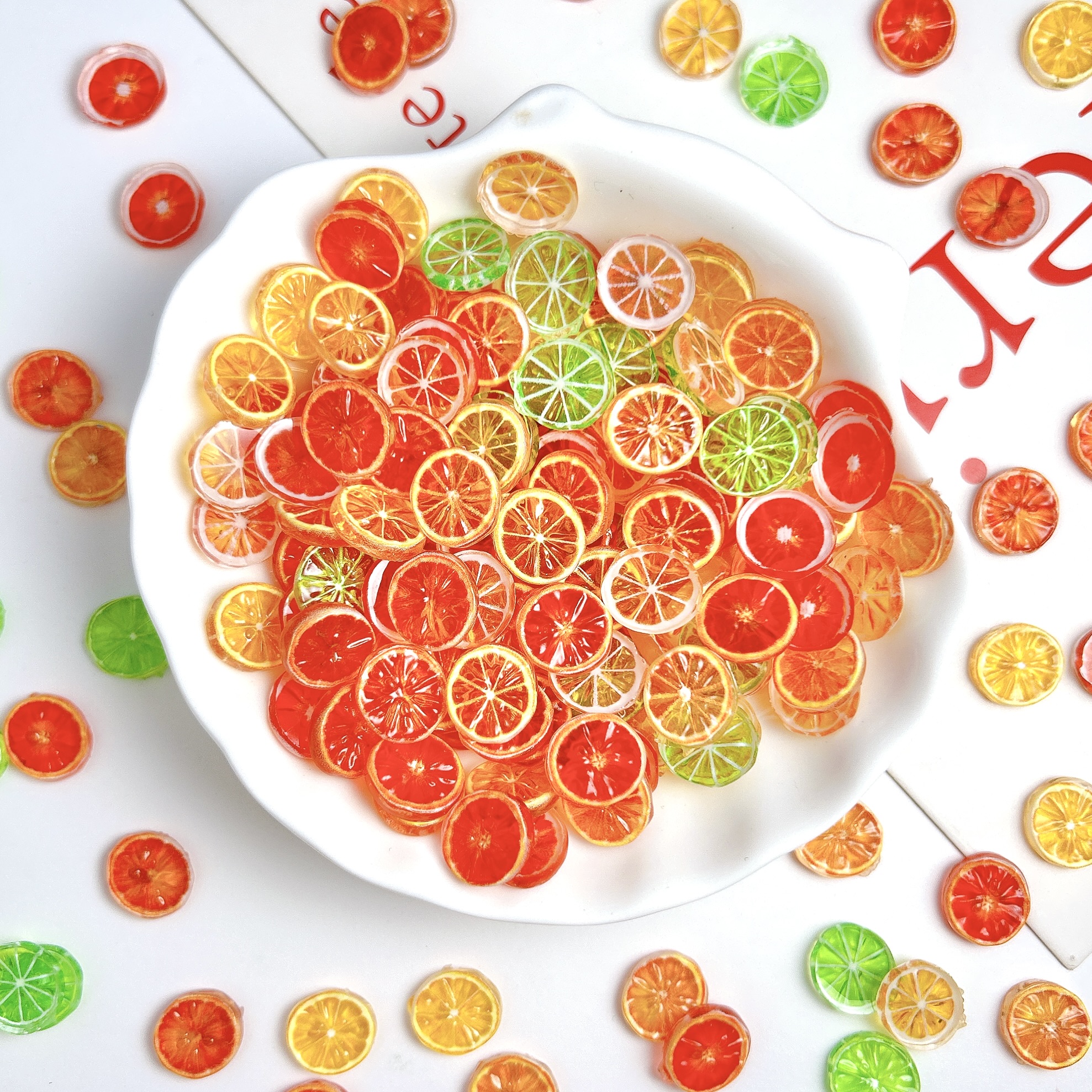 Nail Art Orange - 30PCS 3D Solid Color Creative Fruit