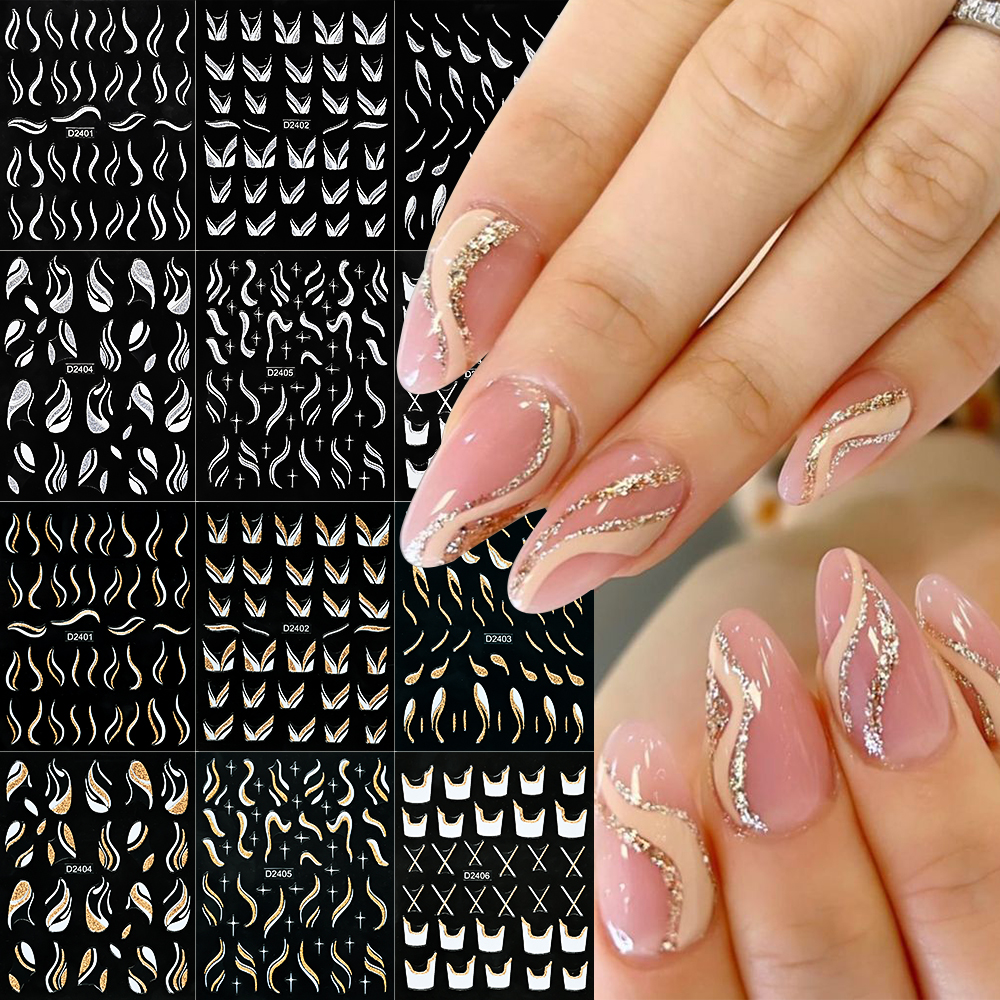 1pcs Gold Glitter French Desig - đánh giá và giá Nail Art Leopard