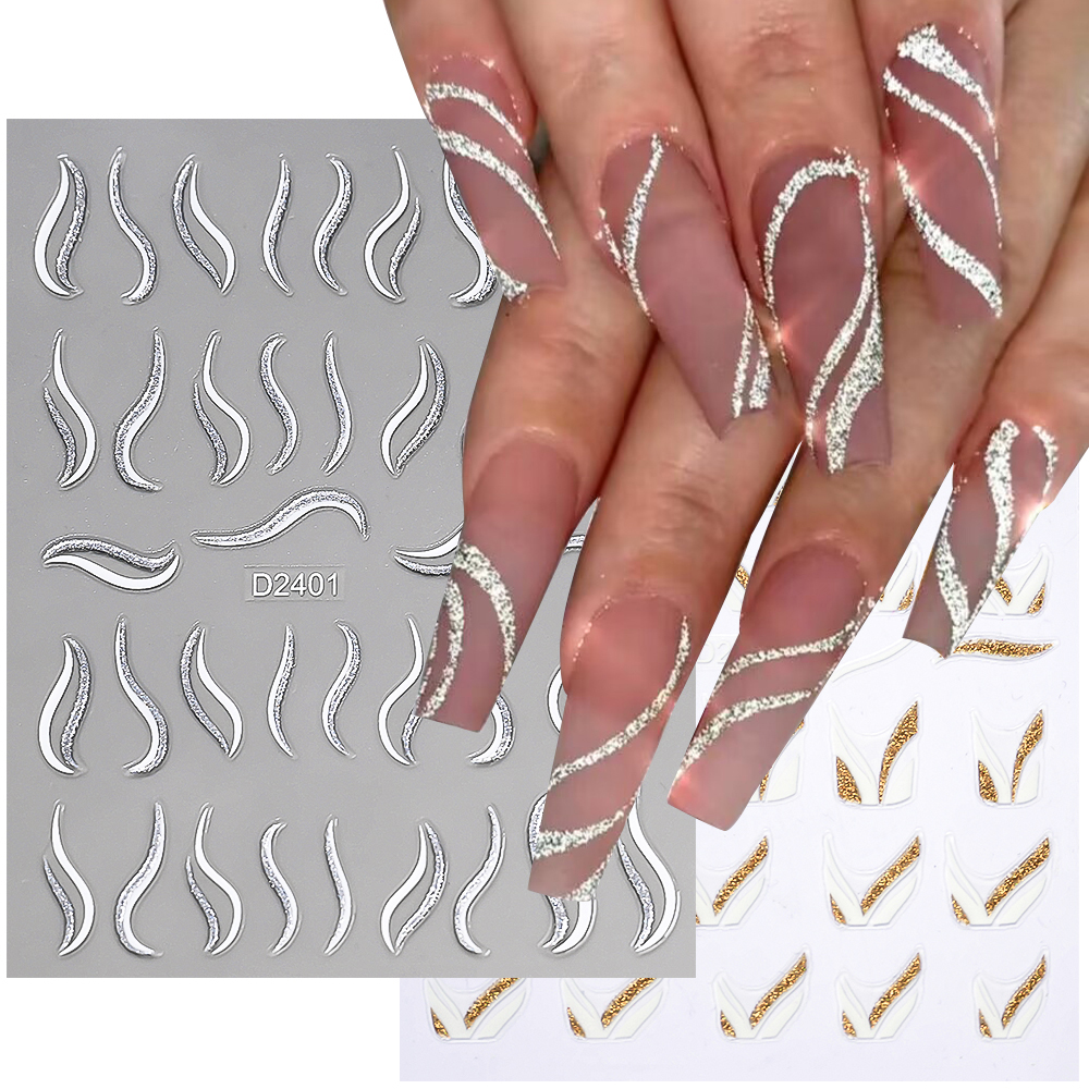 1pcs Gold Glitter French Desig - đánh giá và giá Nail Art Leopard