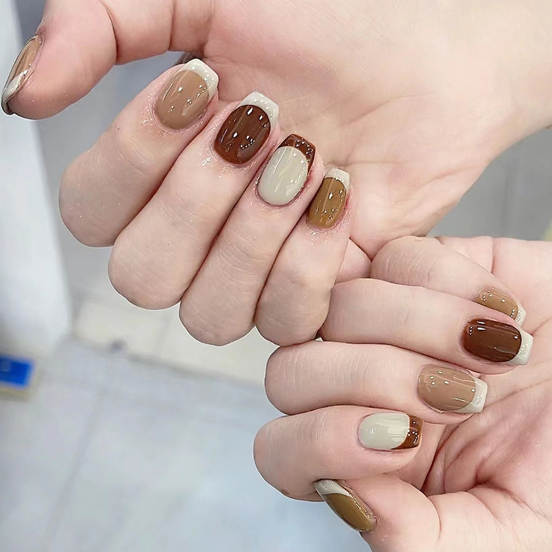 24Pcs Caramel Brown Ombre Glit - đánh giá và giá Nail Art Simple