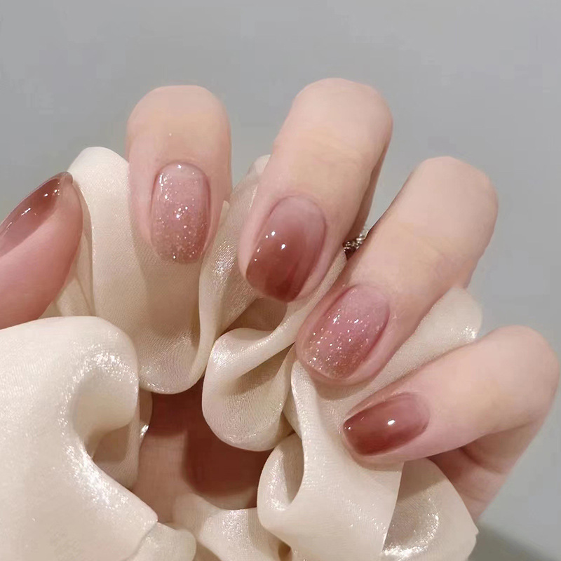 24Pcs Caramel Brown Ombre Glit - đánh giá và giá Nail Art Simple