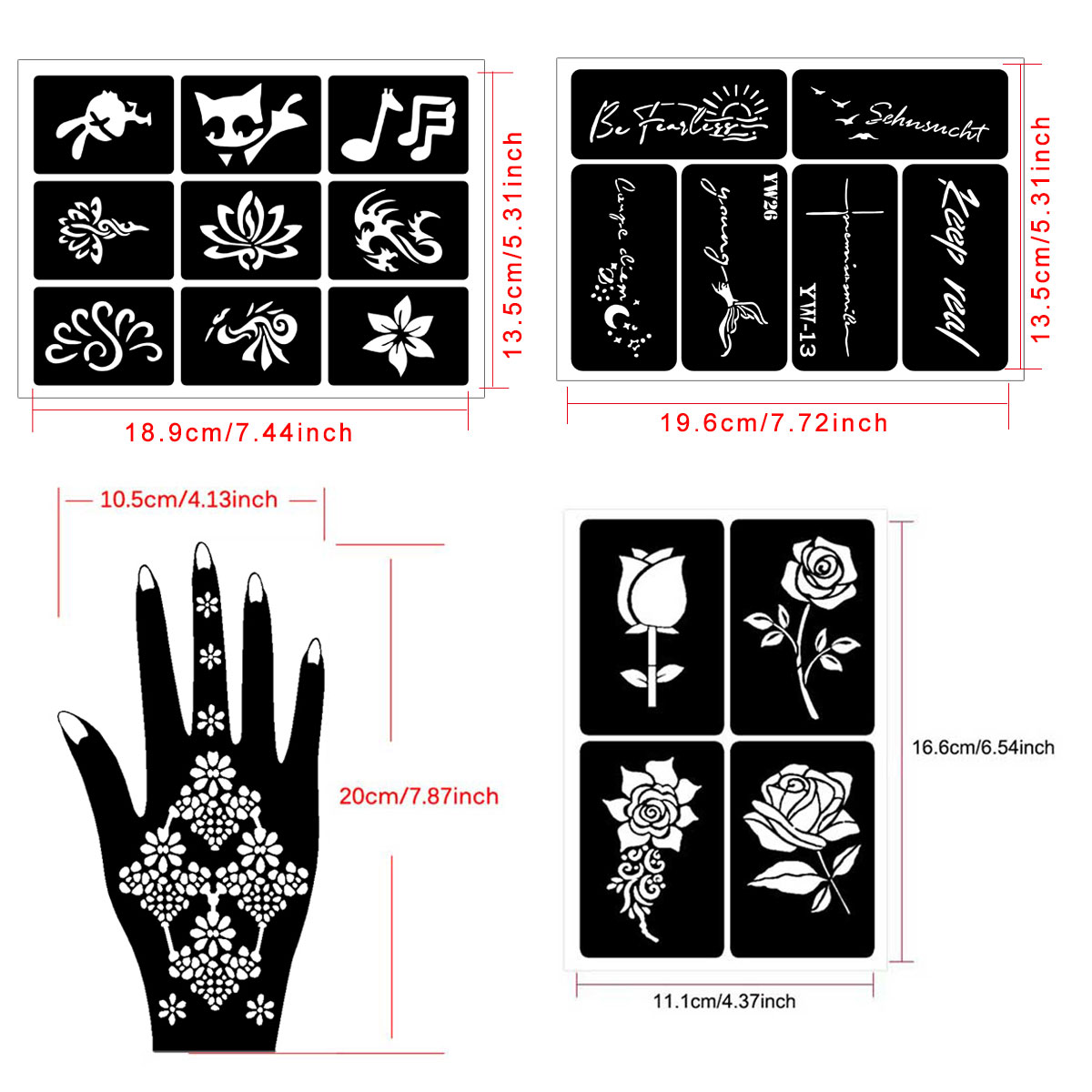 Temporary Tattoo Stencils Set  - đánh giá và giá Nail Art Ramadan