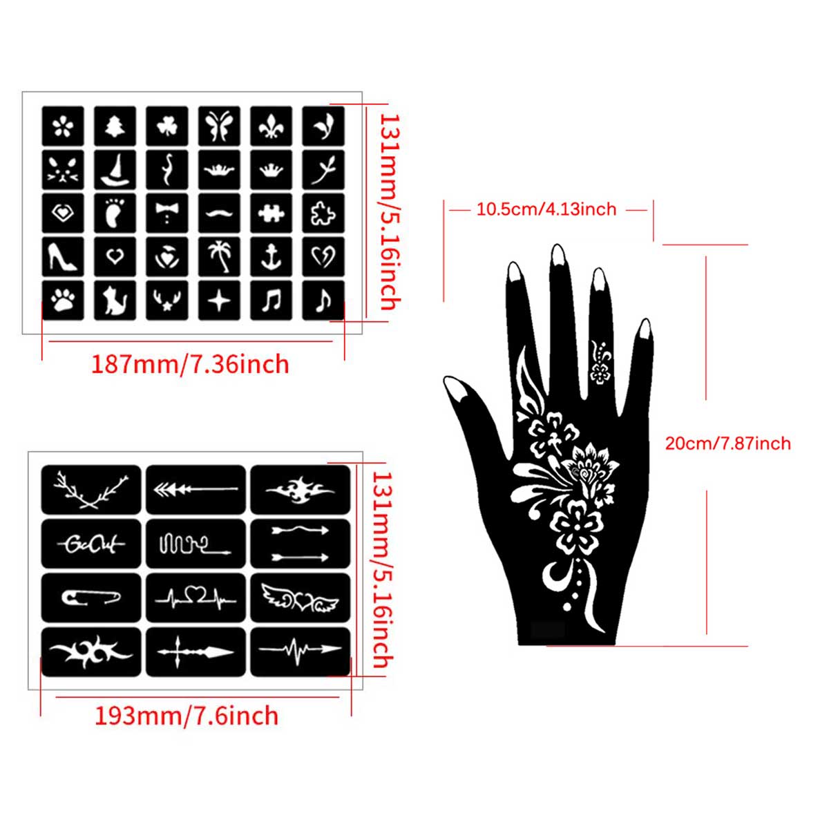 Temporary Tattoo Stencils Set  - đánh giá và giá Nail Art Ramadan