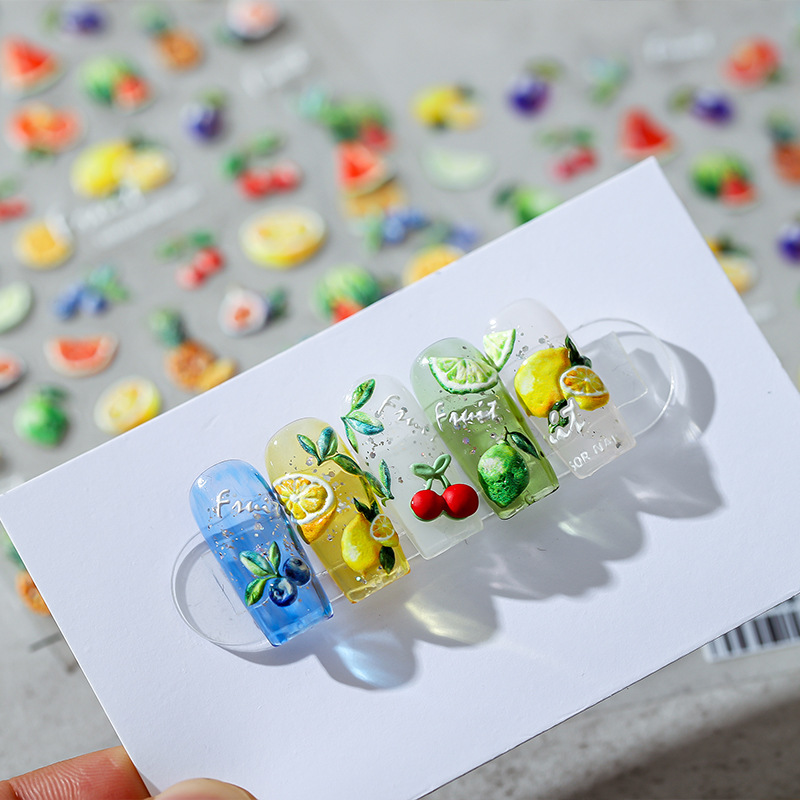 5D Summer Fruit Nail Art Stick - đánh giá và giá Nail Art Orange