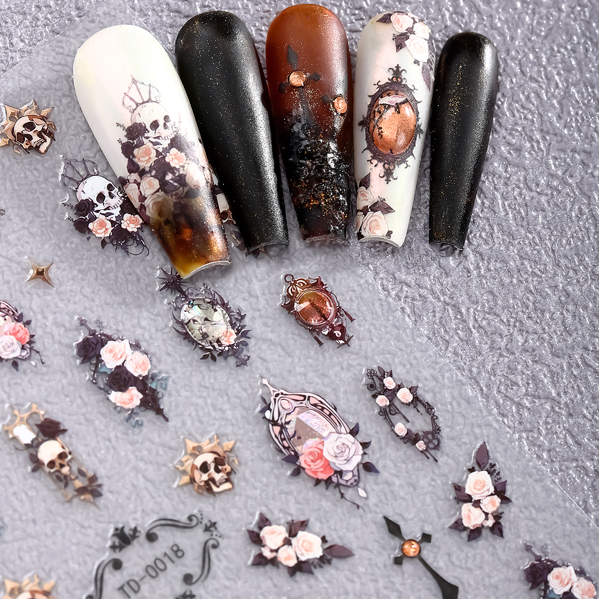 2pcs 5D Pink Purple Gothic Nai - đánh giá và giá Nail Art Lotso