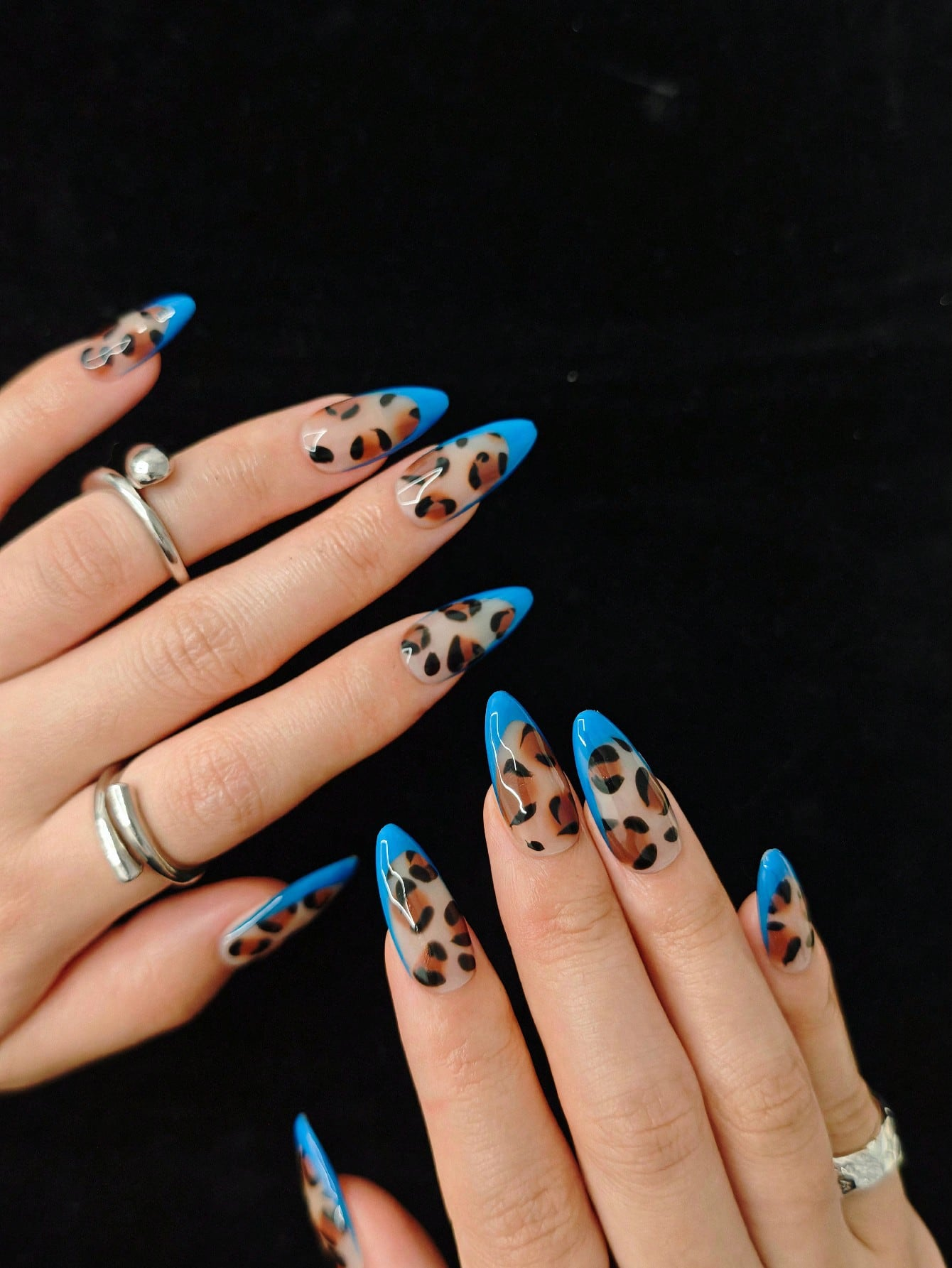 10pcs Handmade Blue French Leo - đánh giá và giá Nail Art Leopard