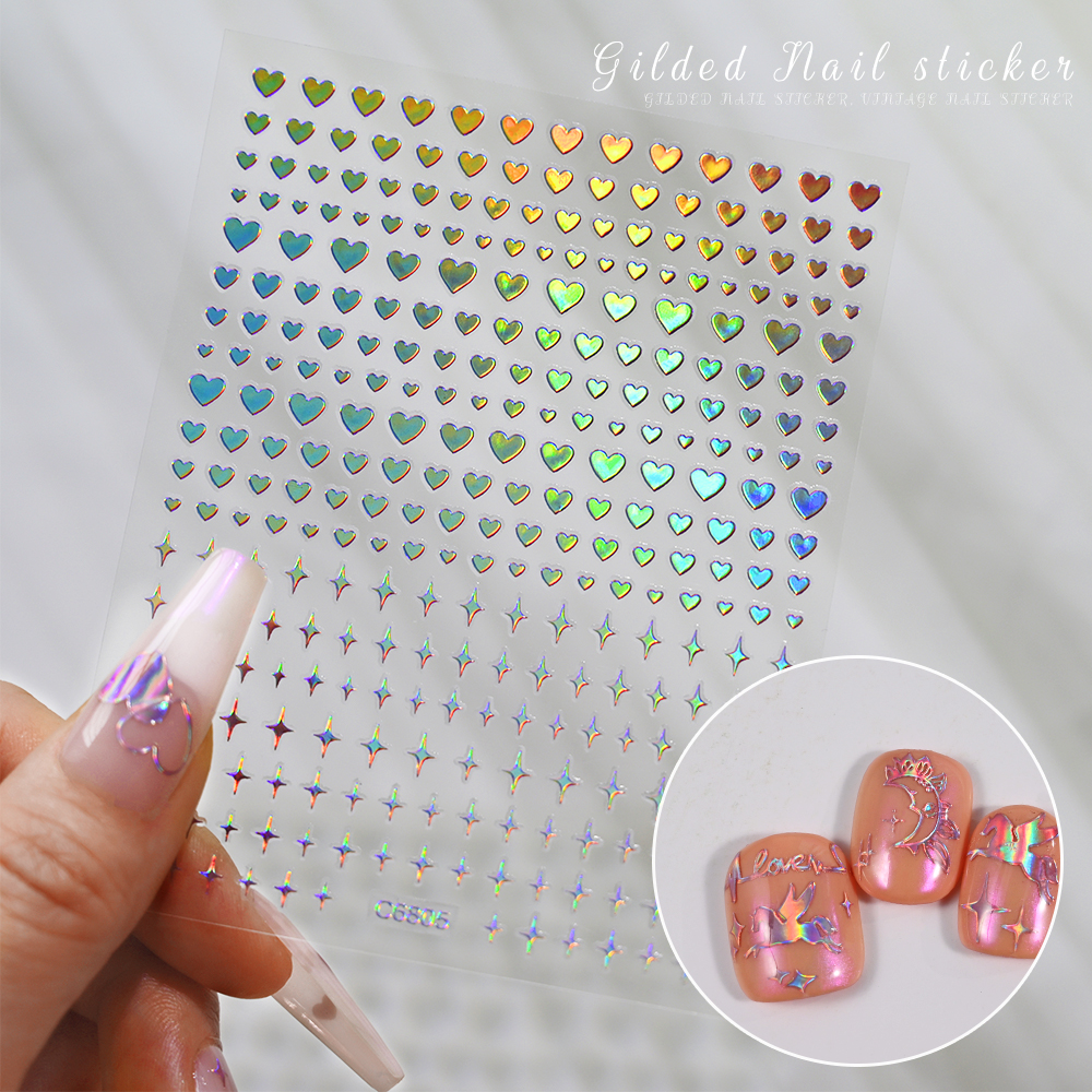 1pc Metallic Laser Hollow Love - đánh giá và giá Nail Art Lotso