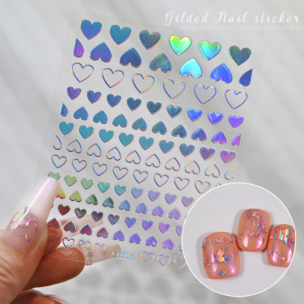 1pc Metallic Laser Hollow Love - đánh giá và giá Nail Art Lotso