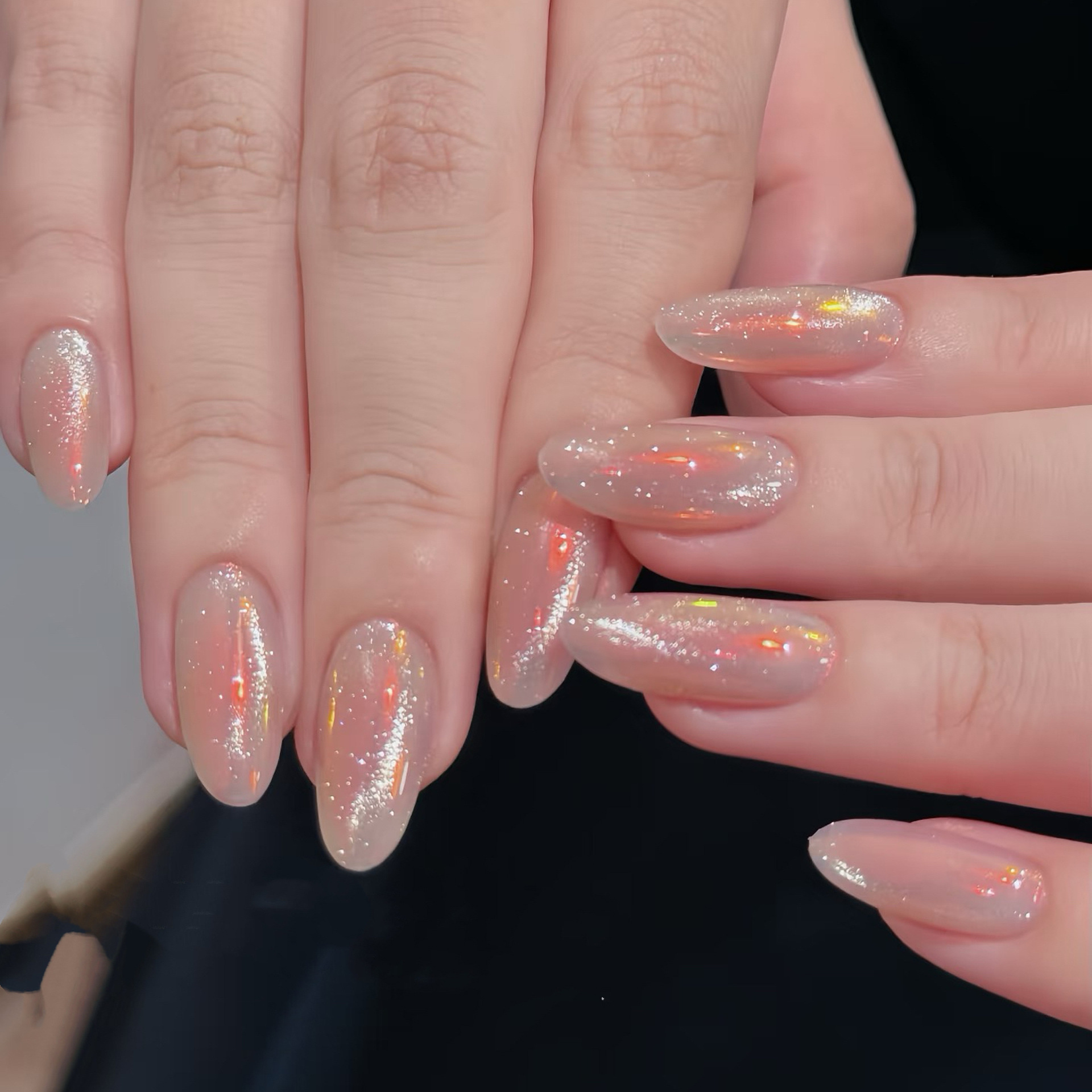 10Pcs Glitter Almond Handmade  - đánh giá và giá Nail Art Orange