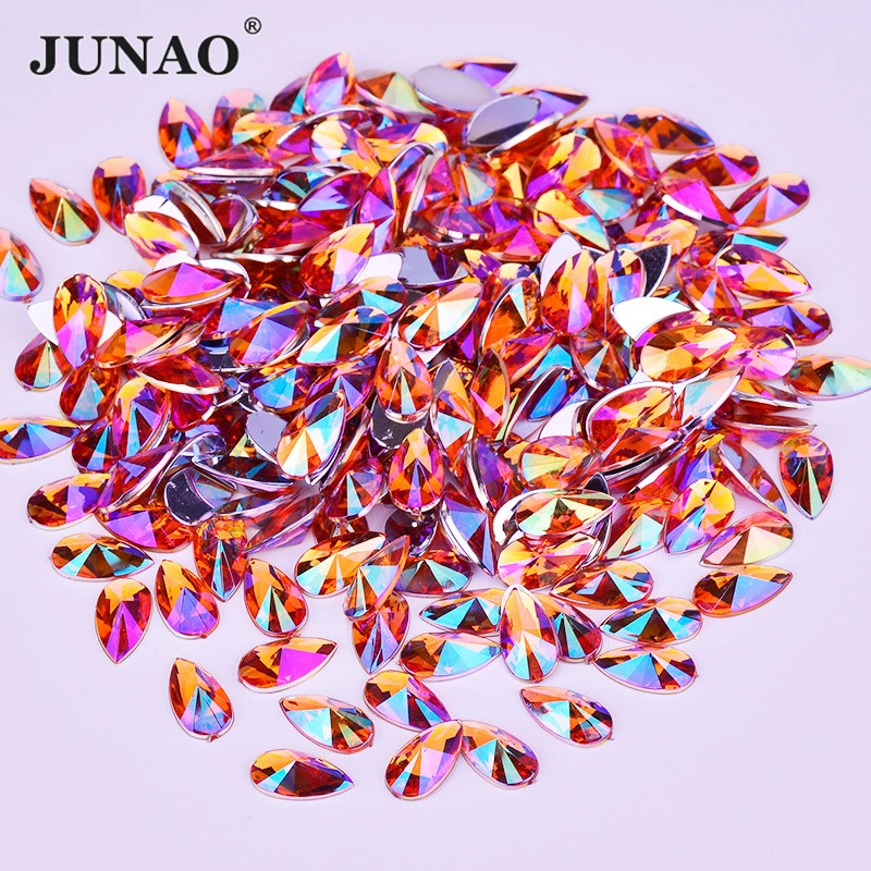 JUNAO 8x13mm Orange AB Acrylic - đánh giá và giá Nail Art Orange