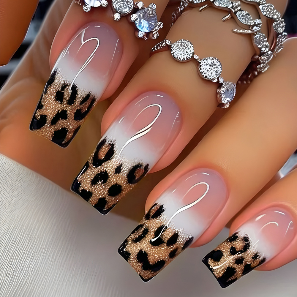 Leopard Print French Tip Press - đánh giá và giá Nail Art Leopard