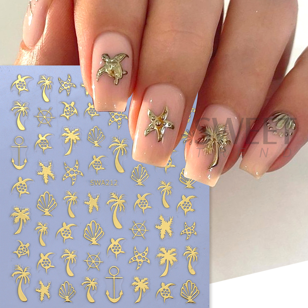 4pcs Bronzing Marine Life Nail - đánh giá và giá Nail Art Leopard