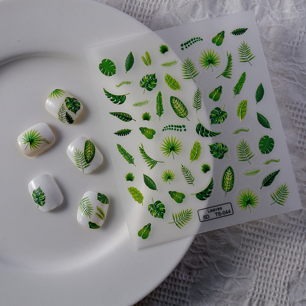 1 Pc 5D Tropical Green Leaf Na - đánh giá và giá Nail Art Lotso