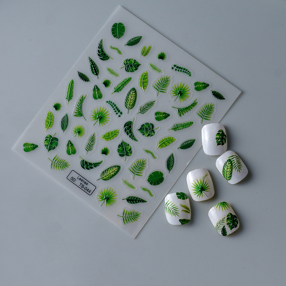 1 Pc 5D Tropical Green Leaf Na - đánh giá và giá Nail Art Lotso