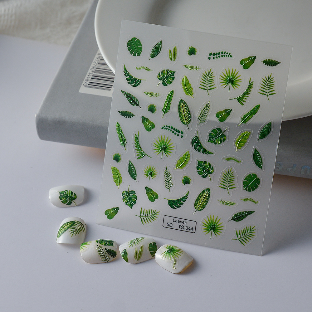 1 Pc 5D Tropical Green Leaf Na - đánh giá và giá Nail Art Lotso