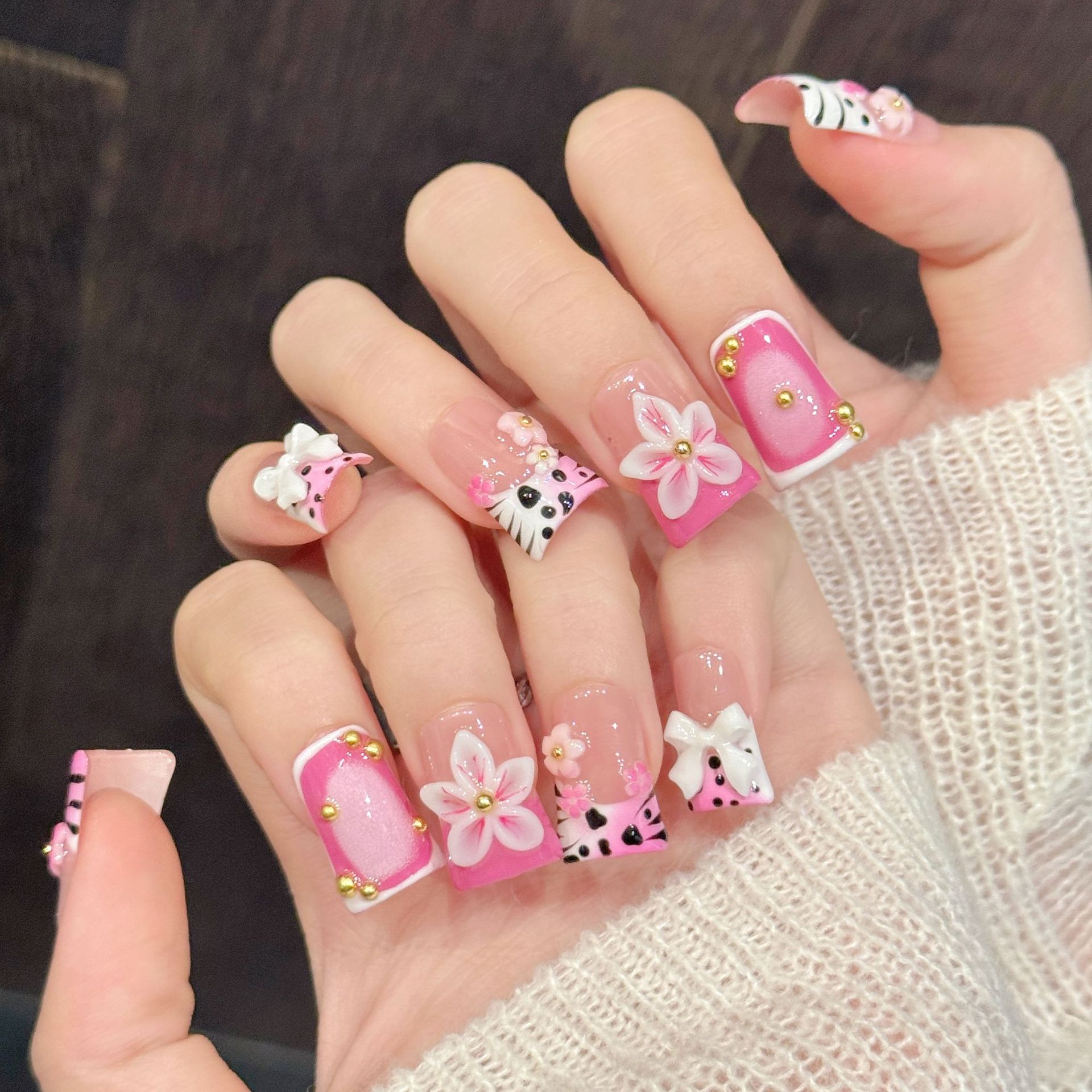 10pcs Pure Hand Pressed Duck N - đánh giá và giá Nail Art Leopard
