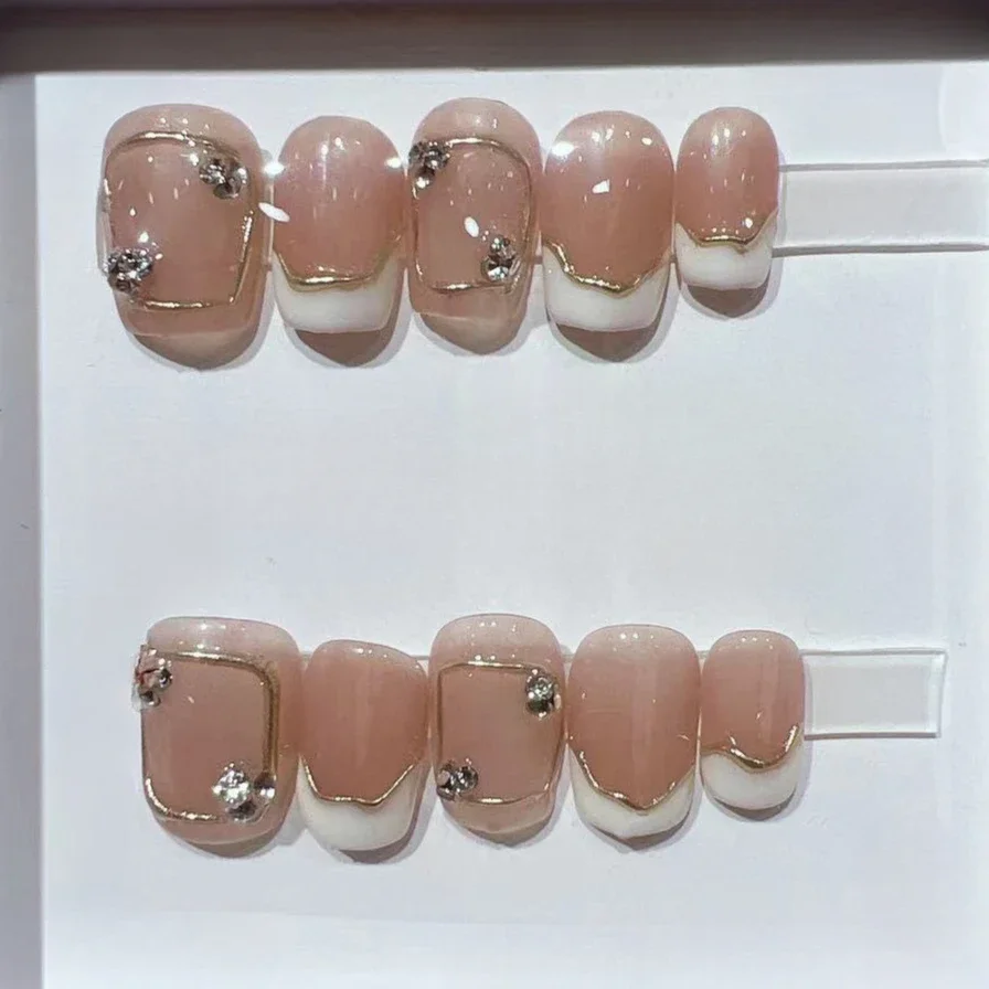 10Pcs Short Square French Hand - đánh giá và giá Nail Art Simple