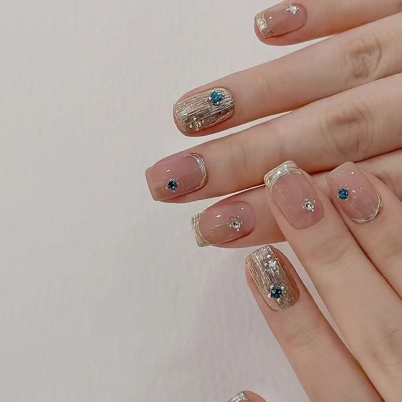 10Pcs Short Square French Hand - đánh giá và giá Nail Art Simple