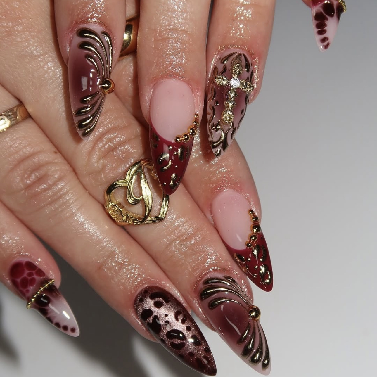 Medium fake nails for women gr - đánh giá và giá Nail Art Leopard