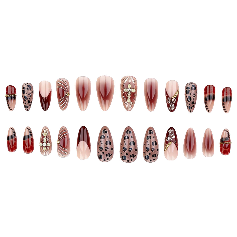 Medium fake nails for women gr - đánh giá và giá Nail Art Leopard