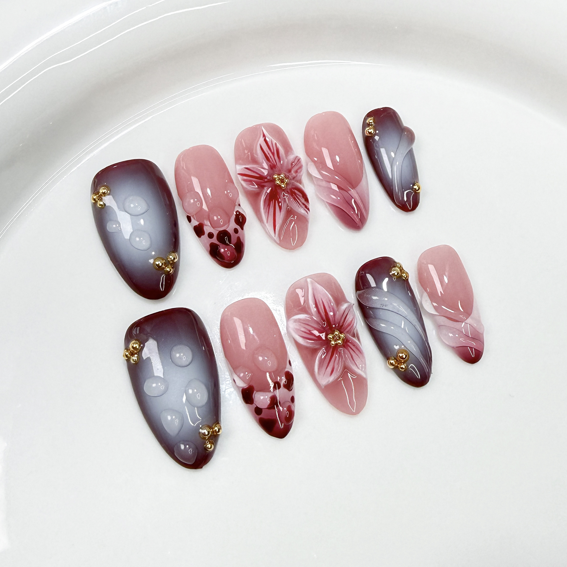 10Pcs Handmade Elegant French  - đánh giá và giá Nail Art Quirky