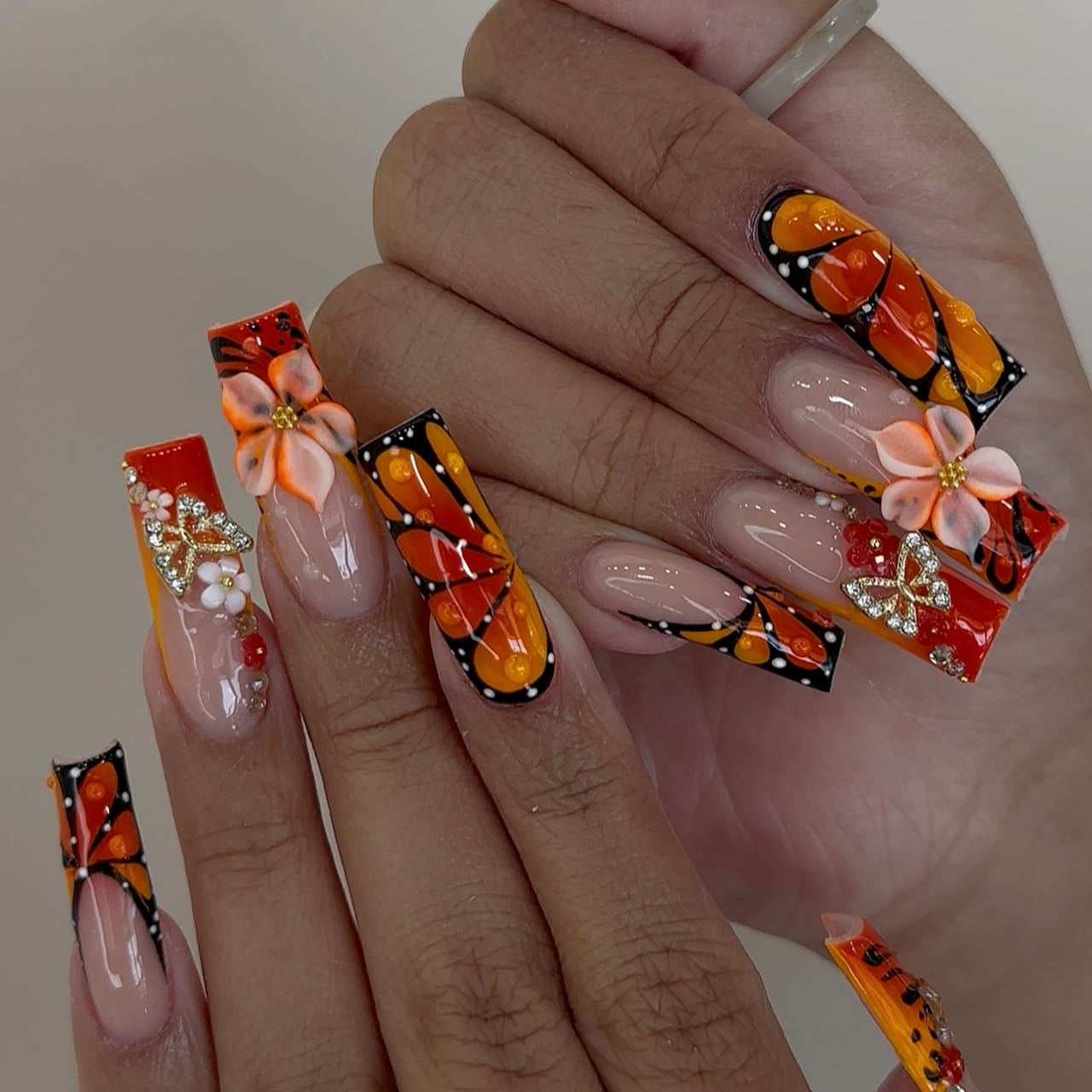 Medium fake nails for women gi - đánh giá và giá Nail Art Orange