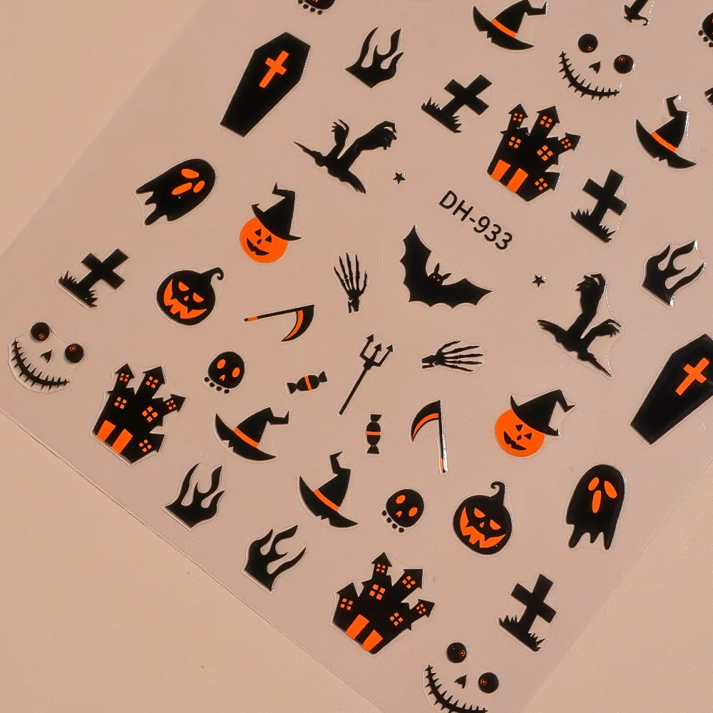1/5pcs Demon Pumpkin Bat Skull - đánh giá và giá Nail Art Orange