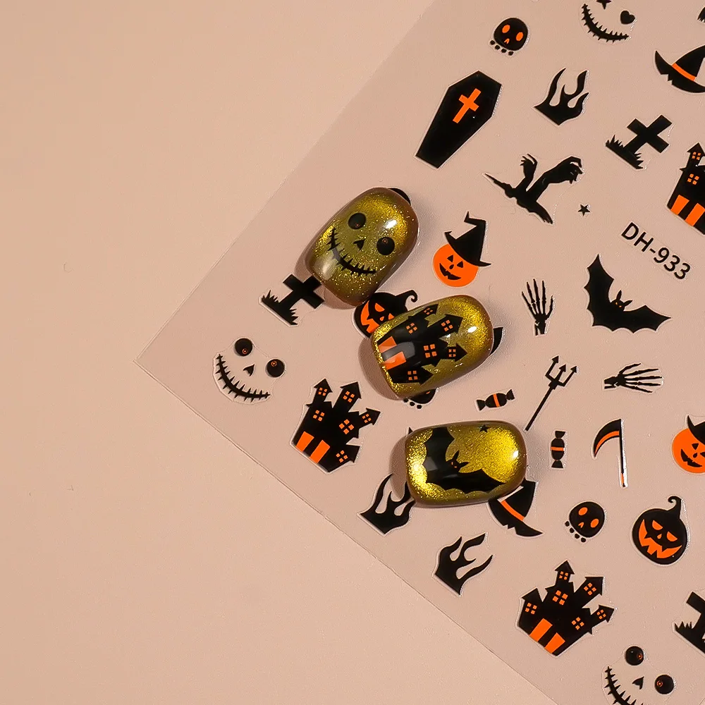1/5pcs Demon Pumpkin Bat Skull - đánh giá và giá Nail Art Orange
