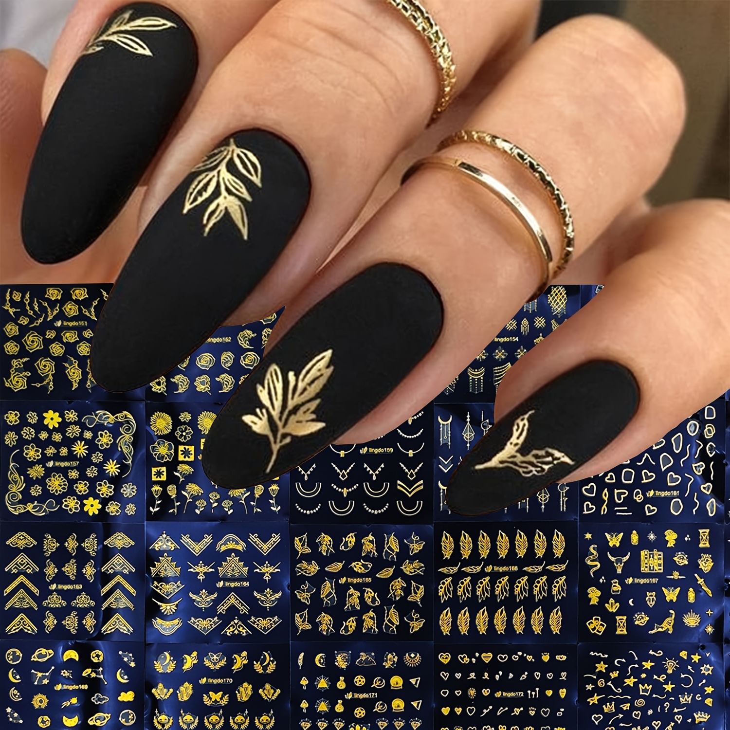 30 Sheets Gold Flowers Nail St - đánh giá và giá Nail Art Leopard