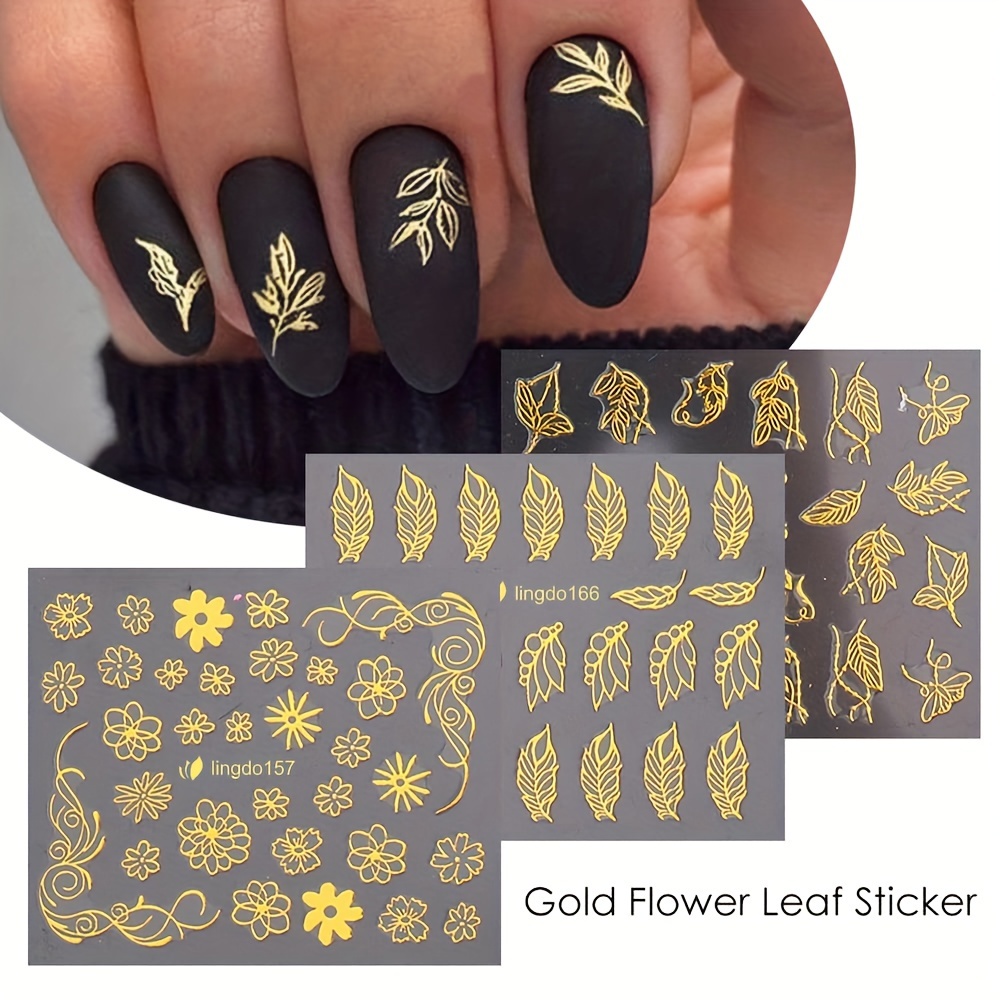 30 Sheets Gold Flowers Nail St - đánh giá và giá Nail Art Leopard