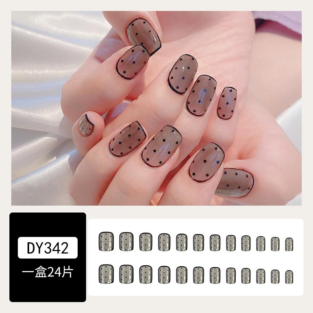 Simple black edge polka dot na - đánh giá và giá Nail Art Simple