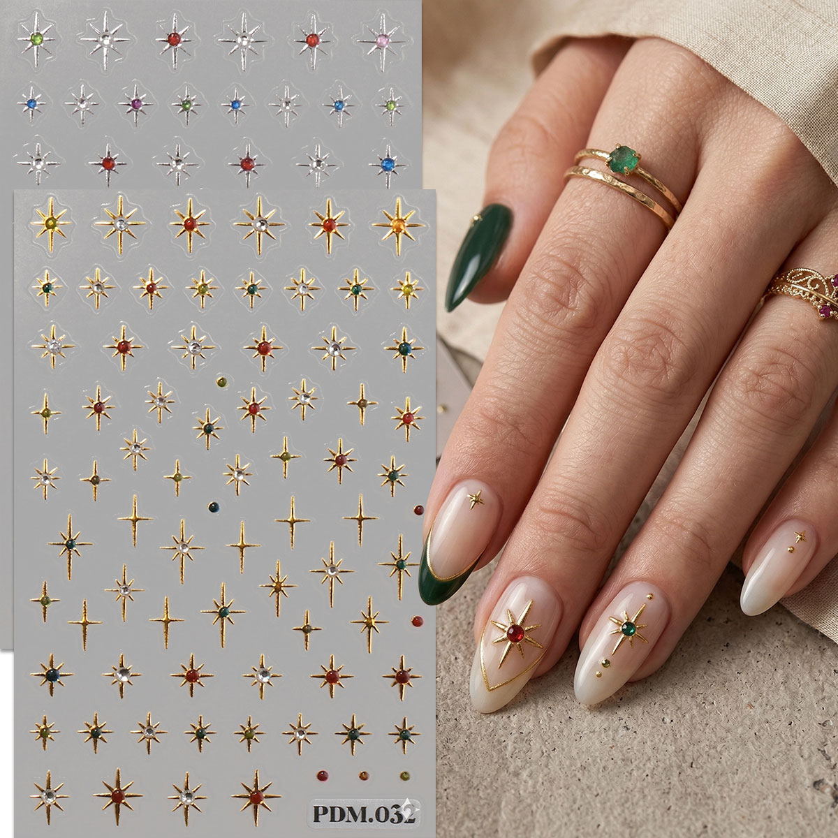 Gold Silver Starburst Nail Art - đánh giá và giá Nail Art Ramadan