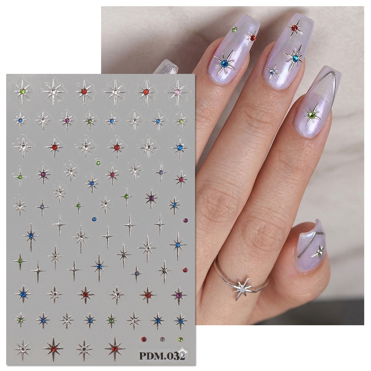 Gold Silver Starburst Nail Art - đánh giá và giá Nail Art Ramadan