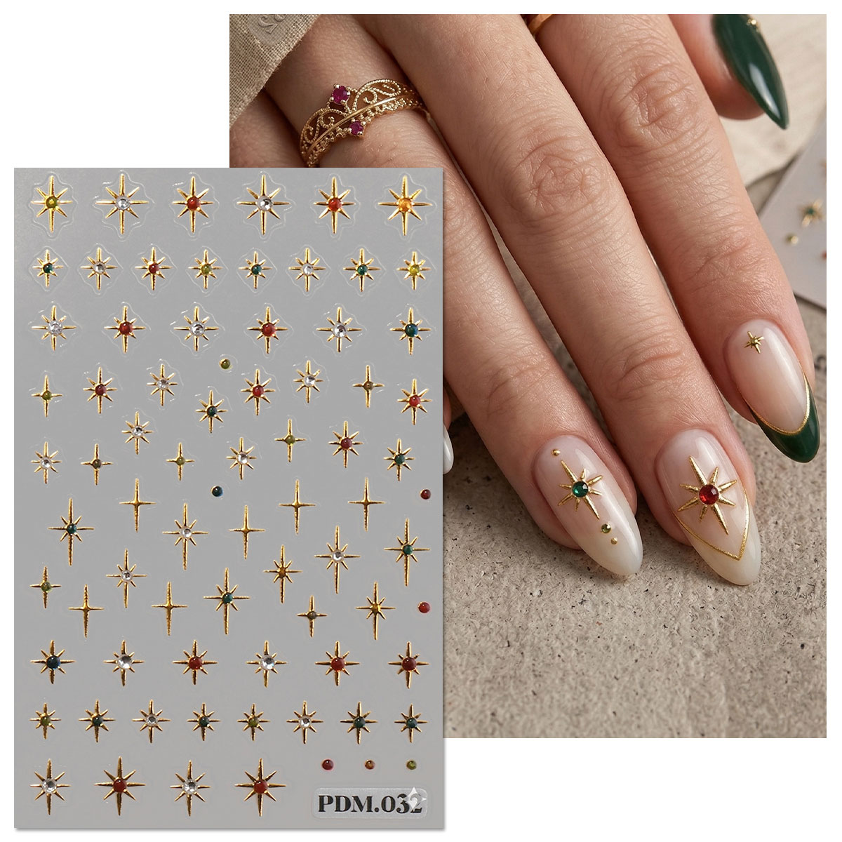 Gold Silver Starburst Nail Art - đánh giá và giá Nail Art Ramadan